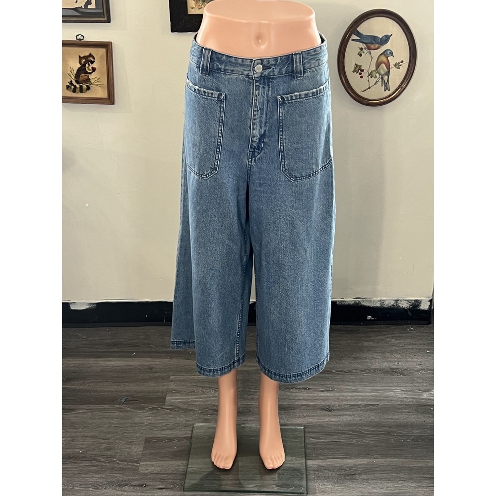 We The Free Free People Light Wash Wide-Leg Crop Denim Pants Size 27